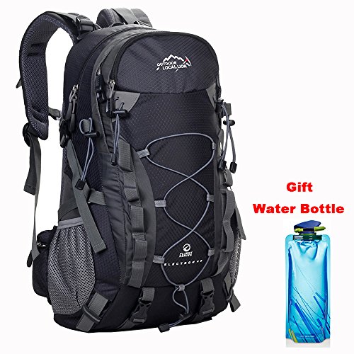 Wasserdichter Rucksack 40L Leicht, Erwachsene Wanderrucksack Manner Frauen Outdoorrucksack für Klettern Camping Reiten Reisen Freizeit, für 15.6' Laptop Schwarz