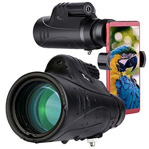 Basisch Monokulares:Telmu 10X42 Wasserdichtes Monokular-Stickstofffüllung mit 305ft Sichtfeld, Monokular Teleskop für Outdoor Reisen Vogelbeobachtung Jagd, Telefonhalter(75mm)&Transporttasche