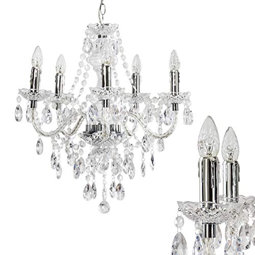 Kronleuchter aus Acryl klar - Klassische Hängeleuchte für Esszimmer - Wohnzimmer - Schlafzimmer - Flur - Aufhängungshöhe kann geändert werden