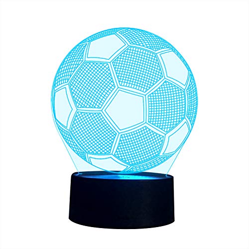 3D Illusion Nachtlampe, SUNINESS 7 Farben ändern Touch Control LED Schreibtisch Tisch Nachtlicht für Kinder Kinder Familie Ferienhaus Dekoration Valentinstag beste Geschenk(Fußball)