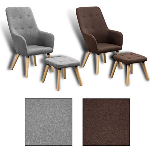 ESTEXO Fernsehsessel mit Hocker, TV Sessel, Lounge, Relaxsessel, Polstersessel, Lesesessel (Braun)