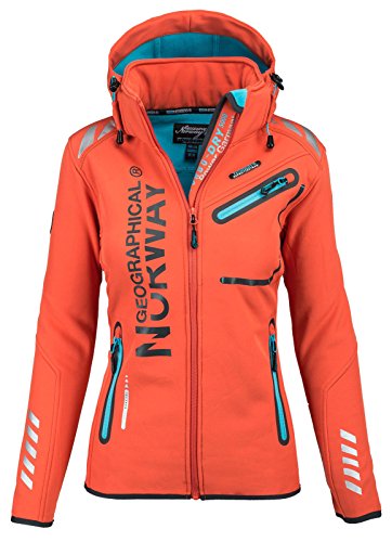 Geographical Norway Damen Softshell Funktions Outdoor Regen Jacke Sport [GeNo-24-Orange-Gr.M]