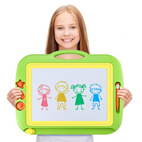 Hyden Große Magnetische Zaubertafeln Magnetic Drawing Board Pädagogische Magnettafel Löschbar Spielzeug mit 1 Stift und 3 Cartoon Magnetische Stamper für Kinder ab 3 Jahren, 435 x 358 x 35.5mm