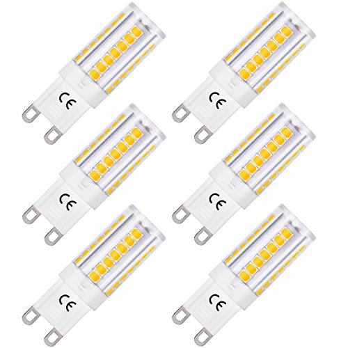LOHAS G9 LED Lampe, 5W Ersatz für 40W Halogen Lampen, Warmweiß 3000K, 400lm, 360° Abstrahlwinkel, CRI80, Nicht Dimmable, LED Birne, LED Leuchtmittel, 220-240V AC, 6er Pack