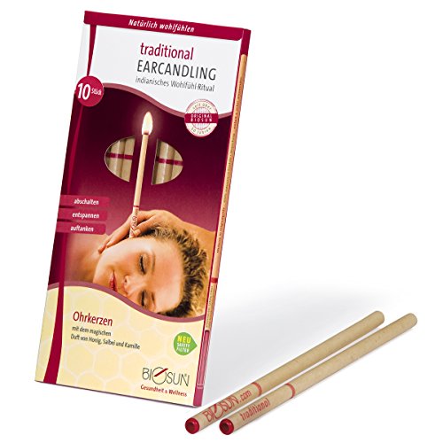 10 Stück (5 Paar) Original BIOSUN traditional Ohrkerzen / Ohrenkerzen mit Sicherheits-Filter. Mit dem magischen Duft von Honig, Salbei und Kamille.
