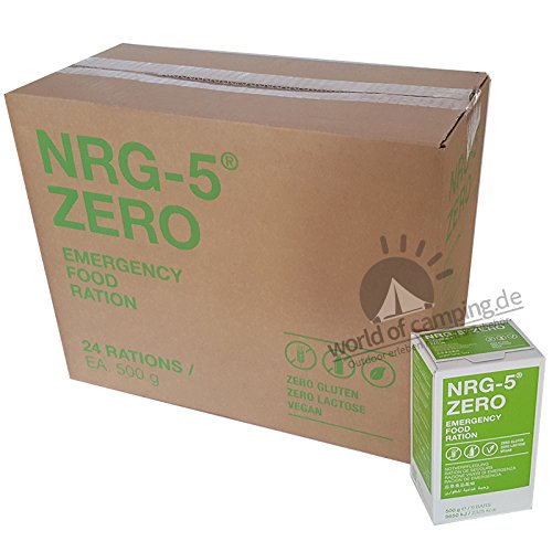 Notverpflegung 24x NRG-5 ZERO Glutenfrei Survival 500g Notration Notvorsorge | 24x9 Riegel im Vorteilskarton Survivalnahrung Expeditions Grundausstattung wie EPA