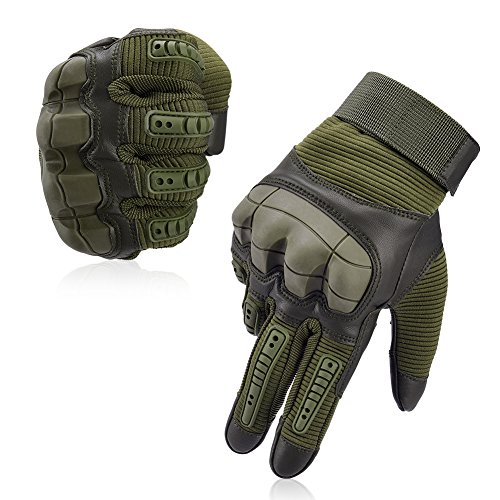 Vbiger Motorradhandschuhe Taktische Handschuhe Vollfinger Handschuhe für Motorrad Fahrrad Airsoft Militär Paintball, Stil 3-armeegrün, M