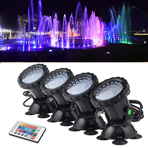 jinclonder Unterwasserscheinwerfer, wasserdichter LED-Beleuchtungs-Scheinwerfer RGB 36 LED IP68-Tauchscheinwerfer für Aquarium-Beleuchtungs-Gartenteich-Pool-Brunnen-Wasserfall