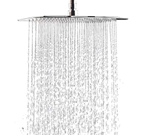 ourvann Regendusche Duschkopf Einbauduschkopf Kopfbrause Regenbrause aus 304 Edelstahl mit Anti-Kalk-Düsen Duschkopf Wasserfall Regenduschkopf 30cm 12 Zoll- Quadratisch