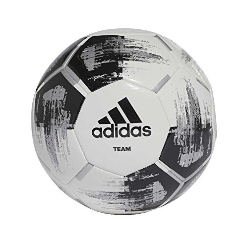 adidas Team Glider Fußball, White/Black/Silver Metallic, 5