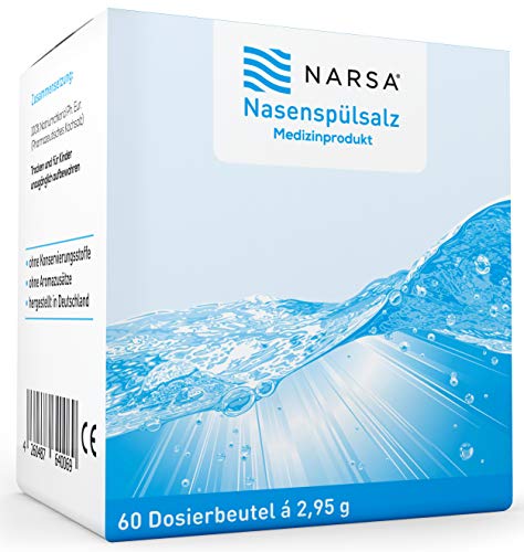 Nasenspülsalz 60 Stk NARSA für die Nasendusche zur Reinigung der Nase bei Schnupfen Erkältung oder Pollen Allergie Nasensalz für Nasenspülung mit der Nasenspülkanne