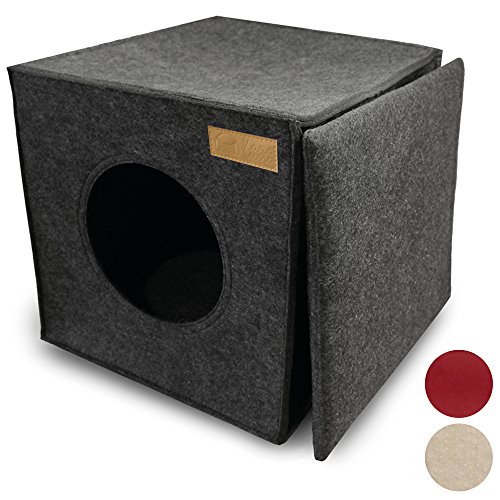 KaraLuna Katzenhöhle I Kuscheliger Rückzugsort und Katzenbett I aus Hochwertigem Filz I Passend für Ikea Kallax Oder Expedit I Schlafplatz (Dunkelgrau)