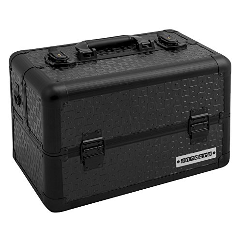 anndora Beauty Case Alu Kosmetikkoffer Schminkkoffer Werkzeugkoffer Schwarz Karo