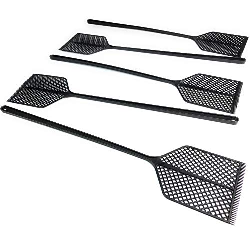 Hausfelder Fliegenklatschen 5er Set schwarz - Fliegenklatsche stark und stabil - Kunststoff Klatschen zur Fliegen und Mücken Abwehr