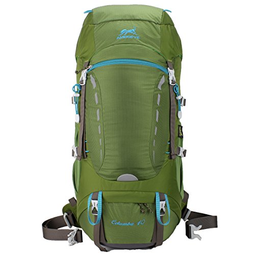 Eshow Unisex Trekkingrucksäcke Wanderrucksäcke Reisenrucksack Camping Outdoor Reisen Sport Wandern Trekking Rucksäcke 40L mit Regenhülle, Grün