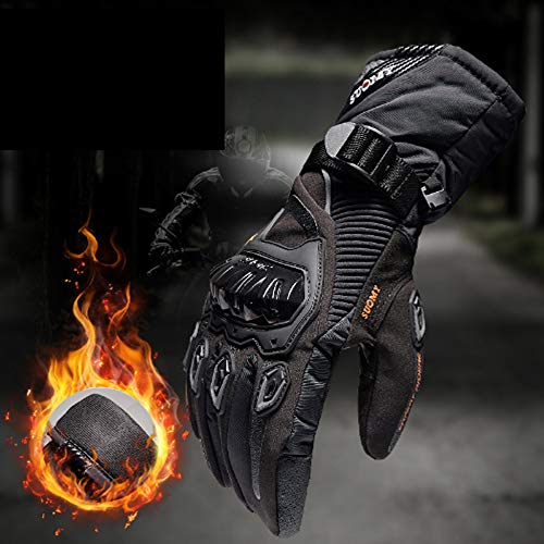 MENUDOWN Motorradhandschuhe 100% wasserdichte Winddichte Winter Warme Vollfinger-Touch Screen Handschuhe für Motorrad Radfahren/Jagd/Camping/Wandern/Klettern/Outdoor Sports Handschuhe,Black-XL