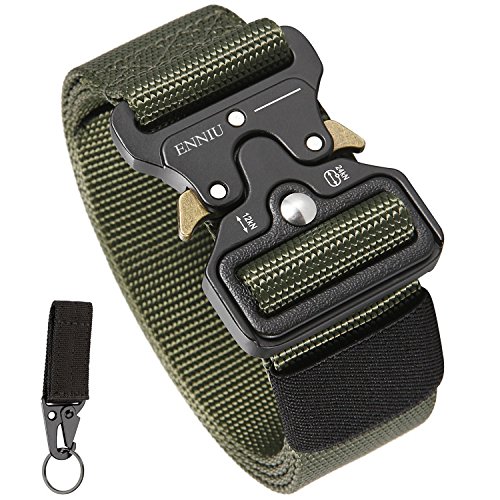 AIZESI Tactical Gürtel Beutegürtel Sicherheitsggurte Jungen Herren Gürtel Tactical Duty Gürtel Nylon Gurtband Mit Gürtelschnalle (Grün(Schlüsselanhänger))
