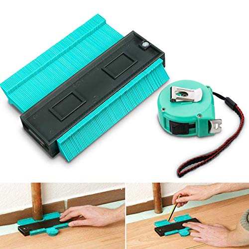 MOHOO Konturenlehre,5.1''/130MM Laminat Duplikator Profil Messwerkzeug, Fliesen Laminat Holz Markierungswerkzeug Kopierer mit Maßband unregelmäßiges Konturmessgerät für kreisförmige Rahmen