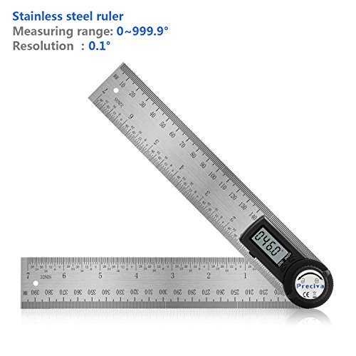 Winkelmesser, Preciva Digital Winkelschmiege mit Feststellfunktion, Messbereich: 000.0°~999.9°, Lineal aus Edelstahl für Holzarbeiten, Heimarbeit - 400 mm/ 14 Zoll