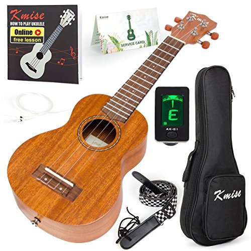 Kmise Sopran-Ukulele Starter Kit 53,3 cm Mahagoni Ukulele für Anfänger mit Gigbag Tuner Gurt Bedienungsanleitung Saite