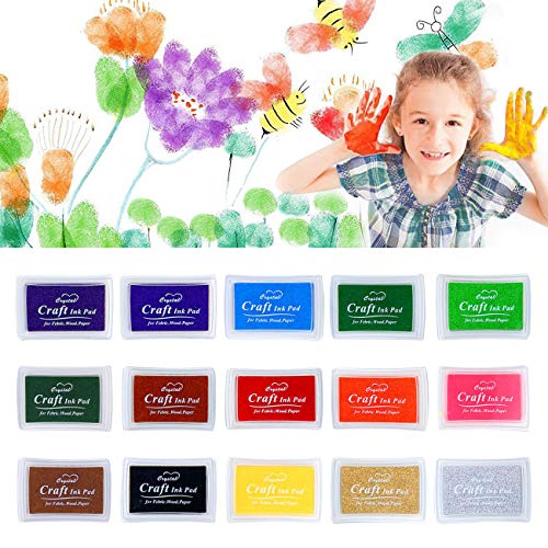 Nomisty Stempelkissen Fingerabdruck Set 15 Farben, Finger Stempelkissen Bunt Stamp Pad für Papier Handwerk Stoff, Fingerabdruck, Scrapbook, Malerei Hochzeit Kinder Geburtstags