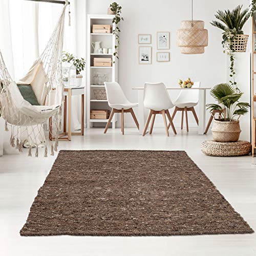 Taracarpet Handweb-Teppich Oslo Wolle im Skandinavischem Landhaus Design Wohnzimmer Esszimmer Schlafzimmer Flur Läufer beidseitig verwendbar 250x250 cm Sand Multi