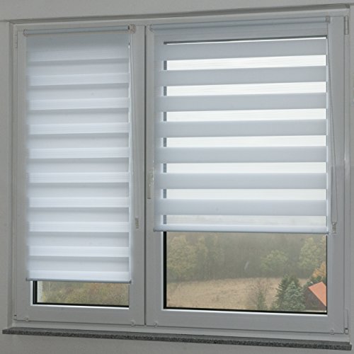 Doppelrollo 130x160cm weiß Klemmfix ohne Bohren Vario Seitenzug Duorollo