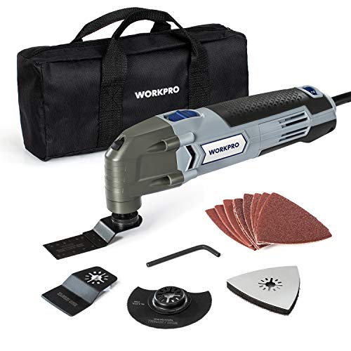 WORKPRO Multifunktionswerkzeug Oszillationswerkzeug Oszillierer Multitool 300 Watt 6 Einstellbare Geschwindigkeiten zum Entfernen,Schaben,Schneiden,Polieren mit 16 Zubehör und Tasche