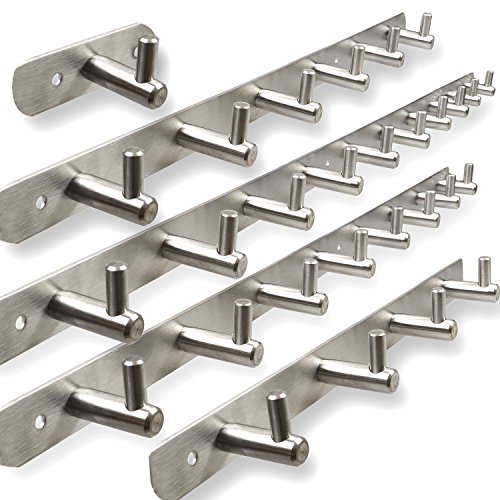 Hakenleiste 4 Kleiderhaken EDELSTAHL Garderobenhaken Wandhaken 4 Haken