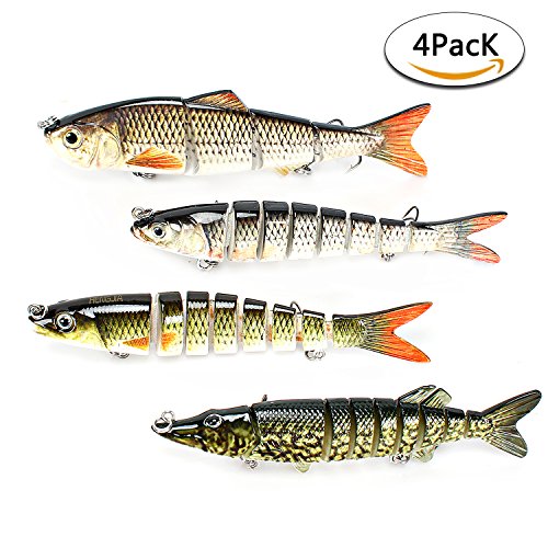 PushingBest Wobbler, Kunstköder Setzt Jerkbait mit 2 Drillingen Haken Fischköder für Zander Forelle (Segmentes 8)