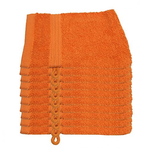 Julie Julsen 10er Pack Waschlappen 23 Farben erhältlich weich und saugstark 500gsm Öko Tex Orange 15 x 21 cm