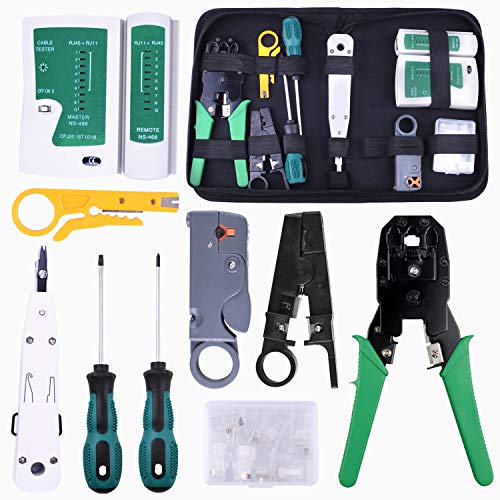 kuman Netzwerk Reparaturwerkzeuge Professionell Netzwerk Werkzeug Set Netzwerk Kabeltester Kit Patchkabel Tester Computer Wartung LAN Kabel Tester P9200