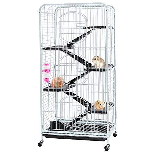 AUFUN Rattenkäfig mit 3 Fronttür 132x64.5x44.5cm - Käfig für Ratten Hamster,Frettchen, Meerschweinchen, Chinchilla, Kaninchen