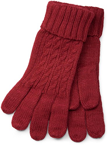 styleBREAKER warme Handschuhe mit Zopfmuster und doppeltem Bund, Winter Strickhandschuhe, Damen 09010009, Farbe:Bordeaux-Rot