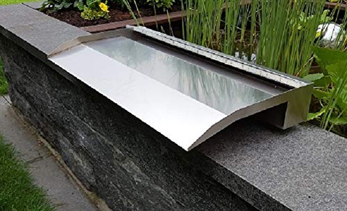garten-wohnambiente Wasserfall 60 cm Edelstahl matt Geb. mit Langem Auslauf LED-Beleuchtung Speyer