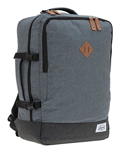 BESTWAY Cabin 40223 Retro Reiserucksack Kabinenrucksack Leichtgepäck Rucksack + Koffergurt (Grau 1700)