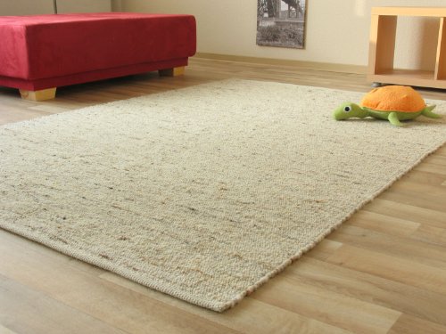 Landshut Handweb Teppich aus 100 % Schurwolle - natur, Größe: 130x190 cm