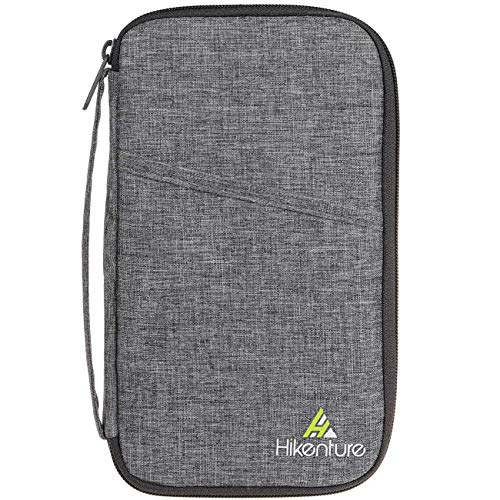 Hikenture Reisepasshülle mit RFID Blockier Ausweistasche Reiseorganizer Dokumententasche Travel Wallet für Pass, Ausweis, Bordkarten, Reisedokumente (Grau)