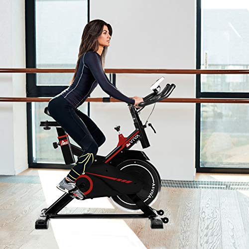 AsVIVA Indoor Cycle Speedbike S11 mit 18KG Schwungmasse, Riemenantrieb und Filzbremse, inkl. Fitnesscomputer, Handpulssensoren