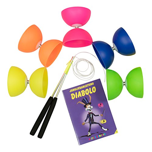 Diabolo-Set mit Comet Diabolo und Henrys Ersatzschnur I Einsteiger-Set - Made in Italy (neon-pink)