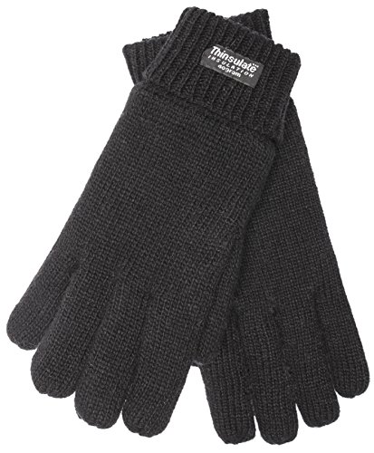 EEM Herren Strick Handschuh LASSE, 100% Wolle, Thinsulate warm, Winterhandschuh; schwarz, Größe XL