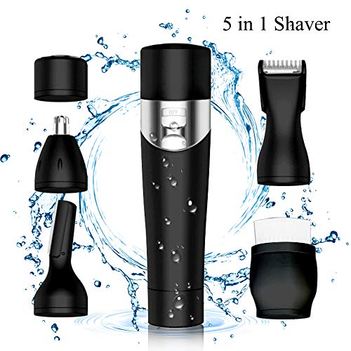 Rasierer Damen Elektrisch 5 in 1 USB Intimrasierer Für Frauen, Wasserdichte Rasierer Damen Elektrisch Bikini Trimmer, Epiliergerät für Gesicht, Augenbraue-Trimmer, Körperrasierer
