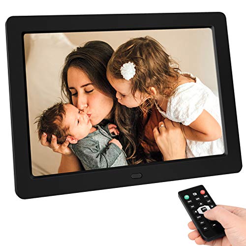 TENSWALL 10 Zoll Digitaler Bilderrahmen 1280x800 hochauflösendes Full-IPS-Display Foto/Musik/Video-Player Kalender Wecker automatischer EIN/aus Timer, unterstützt USB-und SD-Karte, Fernbedienung