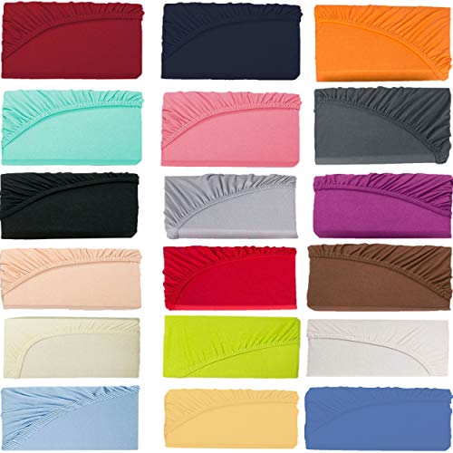 Heim24h Spannbettlaken Jersey Spannbetttuch Baumwolle (Schwarz, 90 x 200-100 x 200 cm)