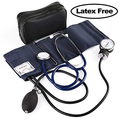 LotFancy Manuelle Blutdruckmanschette, Aneroid Blutdruckmessgerät und Stethoskop Set mit Reißverschluss-Etui, CE zertifiziert