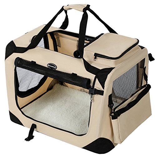 SONGMICS faltbare Hundebox mit waschbarem Bezug, kleine stabile Transportbox Oxford Gewebe 60 x 40 x 40 cm PDC60W