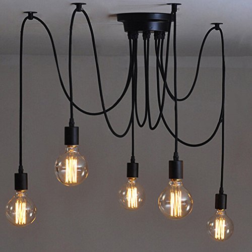 E27 Creative Edison Kronleuchter Antique DIY Kronleuchter 5 Köpfe Lampen Vintage Industrial Deckenleuchte Pendelleuchte Leuchte Retro Industrial Dining Hall Schlafzimmer Hotel Home Lighting Zubehör
