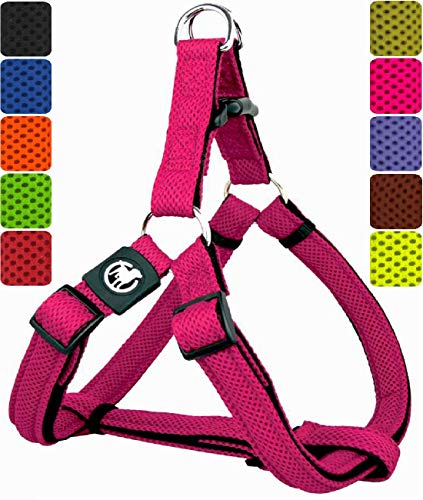 DDOXX Hundegeschirr Step-In Air Mesh in vielen Farben & Größen für kleine, mittelgroße & große Hunde | Geschirr Hund klein groß verstellbar | Brustgeschirr Welpen Auto | Pink, M