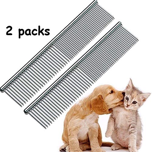Hundekamm Fellpflege Kamm, Edelstahl Hundesalon Kämme Stainless Steel Comb Haustier Bürste, Professionelle Katzen und Hunde Bürsten Pflege Kamm - Entfernt Verfilzungen, Knoten, Lose Fell Schmutz