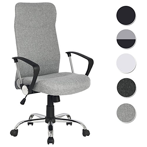 SixBros. Chefsessel Bürostuhl Drehstuhl Schreibtischstuhl Stoffbezug Grau H-935-6/2165